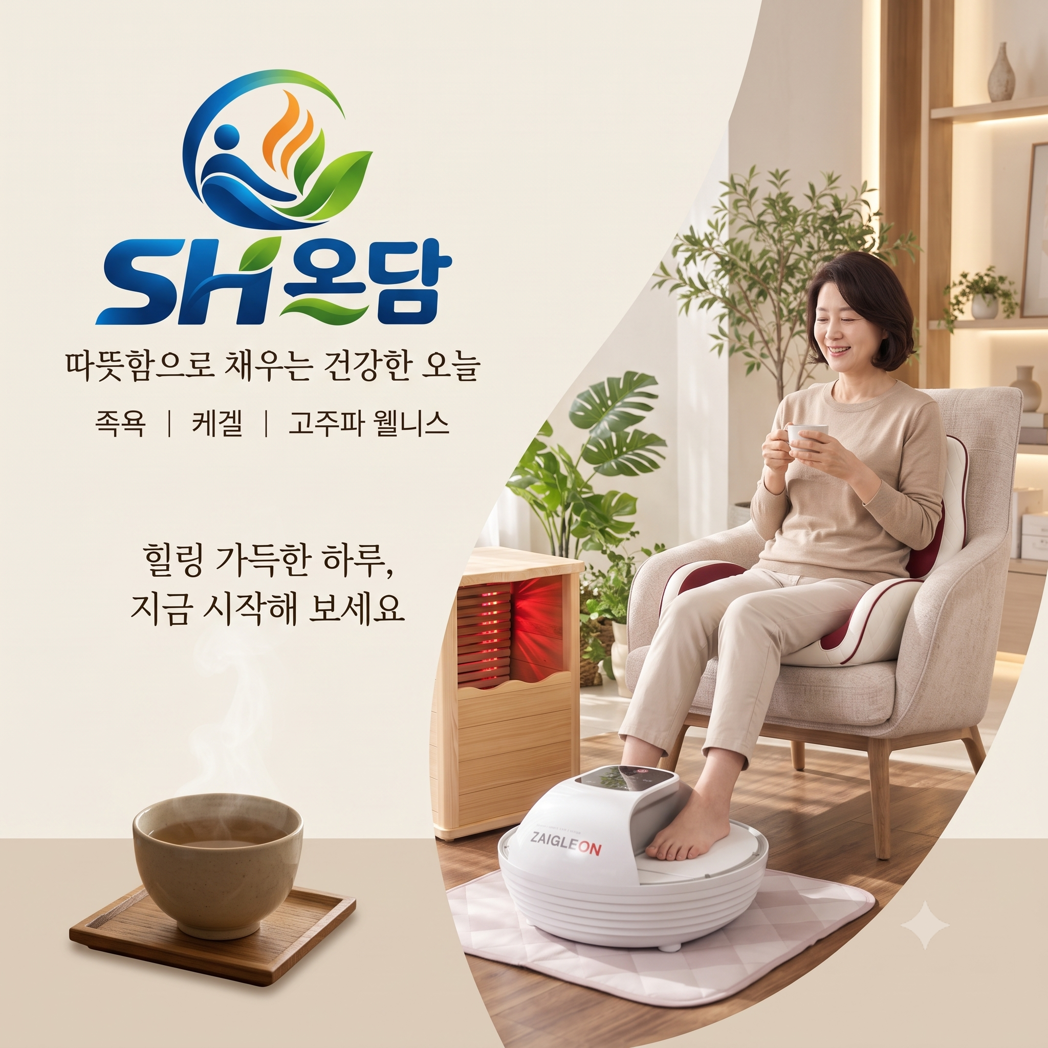 [웰니스창업] SH온담 족욕카페 창업 패키지｜족욕·자동케겔·자이글온 고주파·전통차